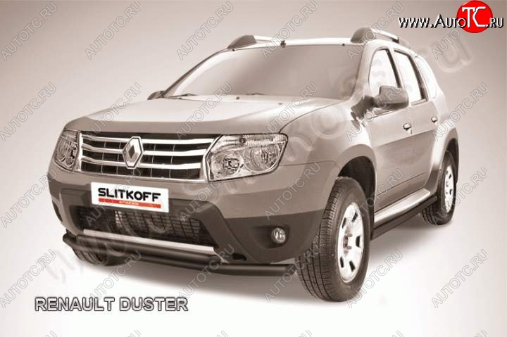 7 599 р. защита переднего бампера Slitkoff Renault Duster HS дорестайлинг (2010-2015) (Цвет: серебристый)  с доставкой в г. Тамбов