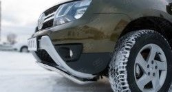 9 999 р. Защита переднего бампера (Ø42 мм волна, нержавейка) SLITKOFF Renault Duster HS рестайлинг (2015-2021)  с доставкой в г. Тамбов. Увеличить фотографию 3