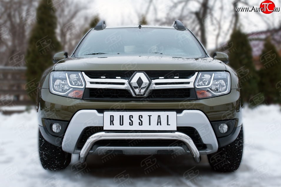 15 349 р. Защита переднего бампера (Ø63 мм волна, нержавейка) SLITKOFF  Renault Duster  HS (2015-2021) рестайлинг  с доставкой в г. Тамбов