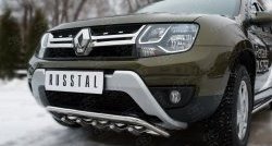 16 399 р. Защита переднего бампера (Ø42 мм с зубами, нержавейка) SLITKOFF Renault Duster HS рестайлинг (2015-2021)  с доставкой в г. Тамбов. Увеличить фотографию 2