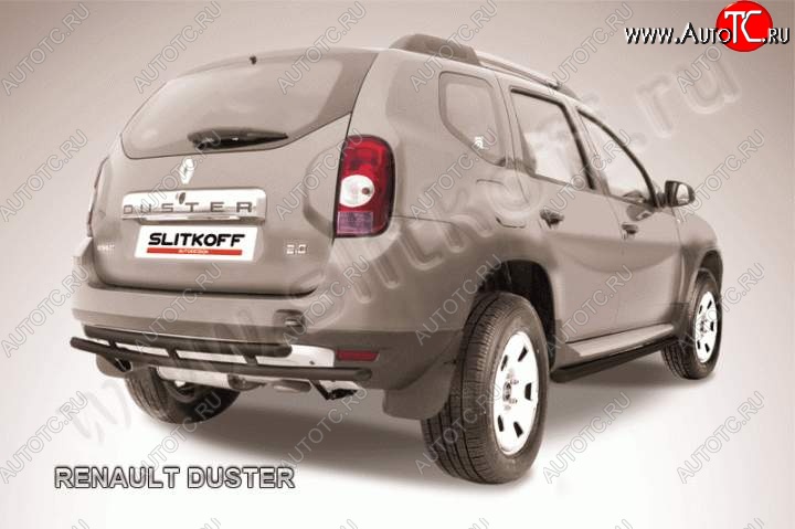 5 549 р. Защита задняя Slitkoff Renault Duster HS дорестайлинг (2010-2015) (Цвет: серебристый)  с доставкой в г. Тамбов