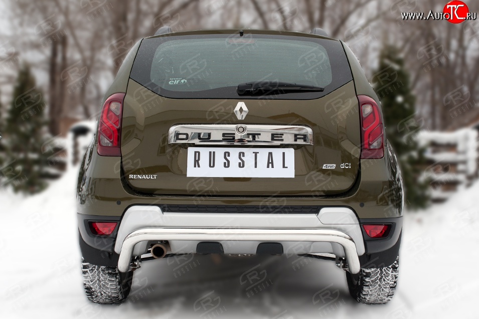 10 399 р. Защита заднего бампера (Ø63 мм волна, нержавейка) Russtal Renault Duster HS рестайлинг (2015-2021)  с доставкой в г. Тамбов