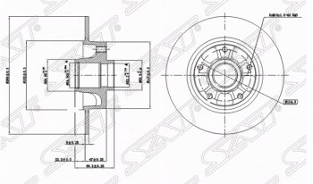 Задний тормозной диск SAT (не вентилируемый, 260мм, без подшипника) Renault Megane универсал  дорестайлинг (2008-2013)