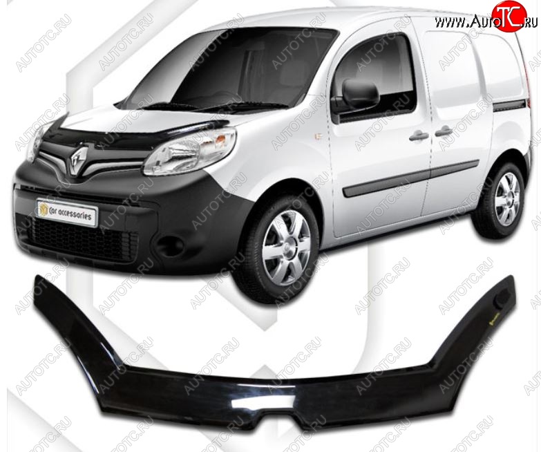 2 569 р. Дефлектор капота CA-Plastiс exclusive Renault Kangoo KW0 рестайлинг (2013-2016) (Classic черный, Без надписи)  с доставкой в г. Тамбов