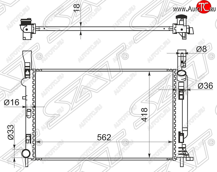 7 549 р. Радиатор двигателя SAT  Renault Kangoo  KW0 (2008-2013) дорестайлинг  с доставкой в г. Тамбов