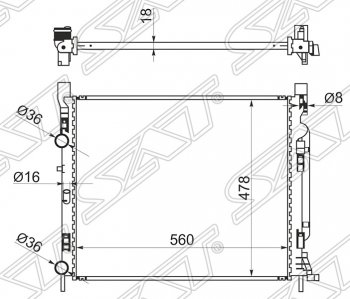 6 549 р. Радиатор двигателя SAT  Renault Kangoo  KW0 (2008-2013) дорестайлинг  с доставкой в г. Тамбов. Увеличить фотографию 1