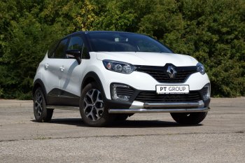 22 349 р. Защита переднего бампера двойная из труб d63/63 мм Petroil Tuning Renault Kaptur дорестайлинг (2016-2020) (Нержавеющая полированная сталь)  с доставкой в г. Тамбов. Увеличить фотографию 2