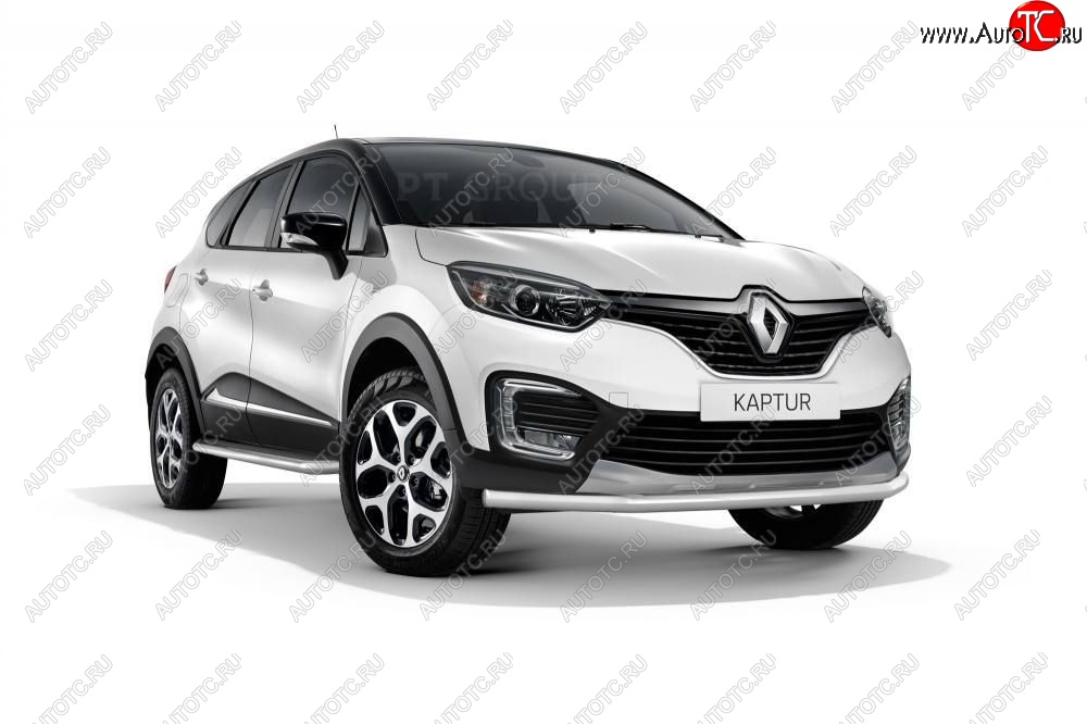 16 849 р. Защита переднего бампера одинарная из трубы d63 мм Petroil Tuning Renault Kaptur дорестайлинг (2016-2020) (Нержавеющая полированная сталь)  с доставкой в г. Тамбов