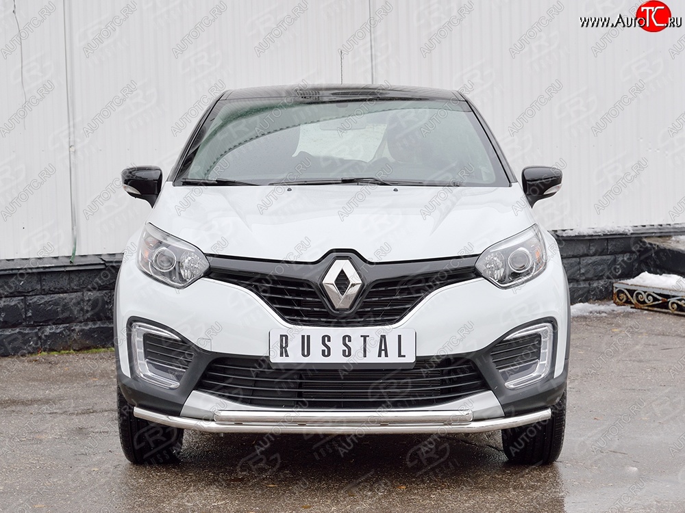 21 499 р. Защита переднего бампера (2 трубыØ42 мм, нержавейка) SLITKOFF Renault Kaptur дорестайлинг (2016-2020)  с доставкой в г. Тамбов