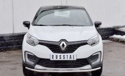 Защита переднего бампера (Ø42 мм, нержавейка) SLITKOFF Renault Kaptur дорестайлинг (2016-2020)