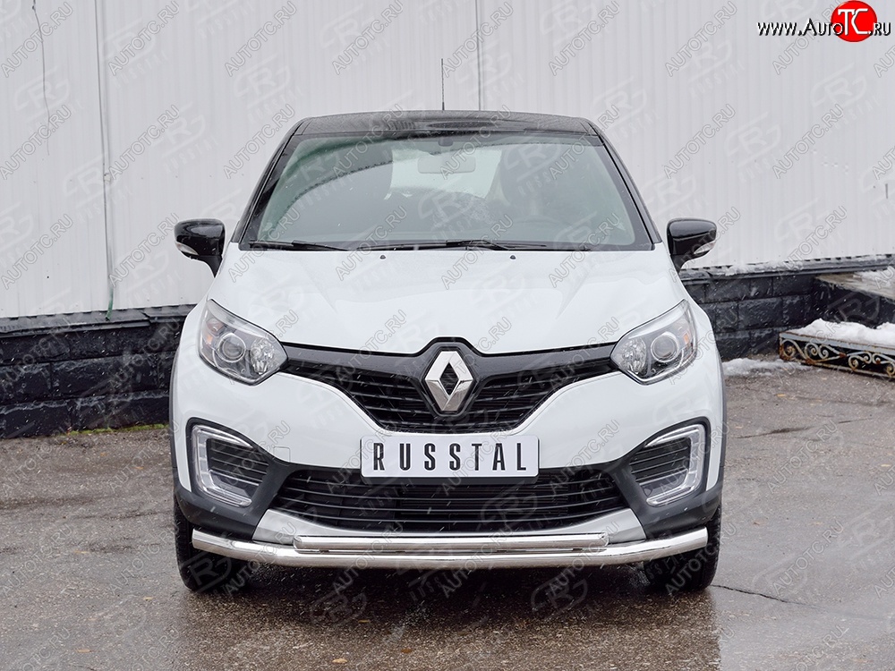 22 749 р. Защита переднего бампера (2 трубыØ63 и 42 мм, нержавейка) SLITKOFF Renault Kaptur дорестайлинг (2016-2020)  с доставкой в г. Тамбов