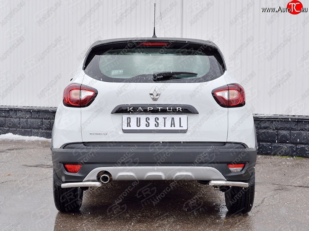 10 949 р. Защита заднего бампера (Ø42 мм уголки, нержавейка) Russtal Renault Kaptur дорестайлинг (2016-2020)  с доставкой в г. Тамбов