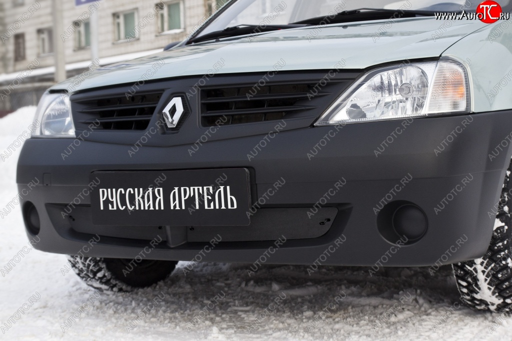 649 р. Зимняя заглушка решетки переднего бампера РА  Renault Logan  1 (2004-2010) дорестайлинг  с доставкой в г. Тамбов