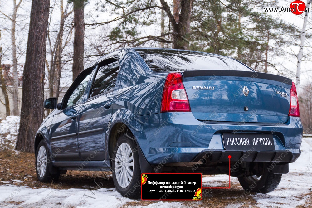 2 199 р. Диффузор на задний бампер RA  Renault Logan  1 (2010-2016) рестайлинг (Поверхность глянец (под окраску))  с доставкой в г. Тамбов