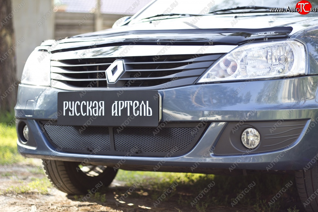 1 699 р. Защитная сетка решетки переднего бампера РА  Renault Logan  1 (2010-2016) рестайлинг  с доставкой в г. Тамбов