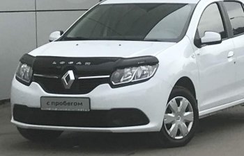 2 599 р. Дефлектор капота CA-Plastic  Renault Logan  2 (2014-2018) дорестайлинг (Classic черный, Без надписи)  с доставкой в г. Тамбов. Увеличить фотографию 2