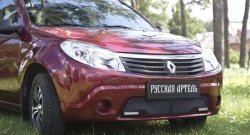 2 069 р. Защитная сетка решетки переднего бампера (с ДХО) РА Renault Sandero (BS) (2009-2014)  с доставкой в г. Тамбов. Увеличить фотографию 2