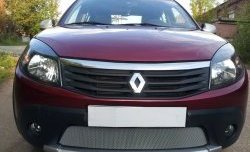 1 539 р. Сетка на бампер Russtal (хром) Renault Sandero Stepway (BS) (2010-2014)  с доставкой в г. Тамбов. Увеличить фотографию 2