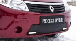 Зимняя заглушка решетки переднего бампера (с ДХО) РА Renault (Рено) Sandero (Сандеро)  (BS) (2009-2014) (BS)