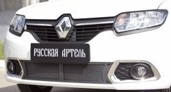 Защитная сетка решетки переднего бампера РА Renault (Рено) Sandero (Сандеро)  (B8) (2014-2018) (B8) дорестайлинг