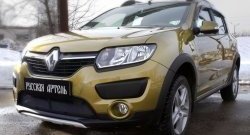 2 079 р. Защитная сетка решетки переднего бампера РА Renault Sandero Stepway (B8) дорестайлинг (2014-2018)  с доставкой в г. Тамбов. Увеличить фотографию 2