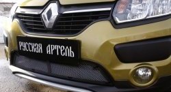 2 079 р. Защитная сетка решетки переднего бампера РА Renault Sandero Stepway (B8) дорестайлинг (2014-2018)  с доставкой в г. Тамбов. Увеличить фотографию 1