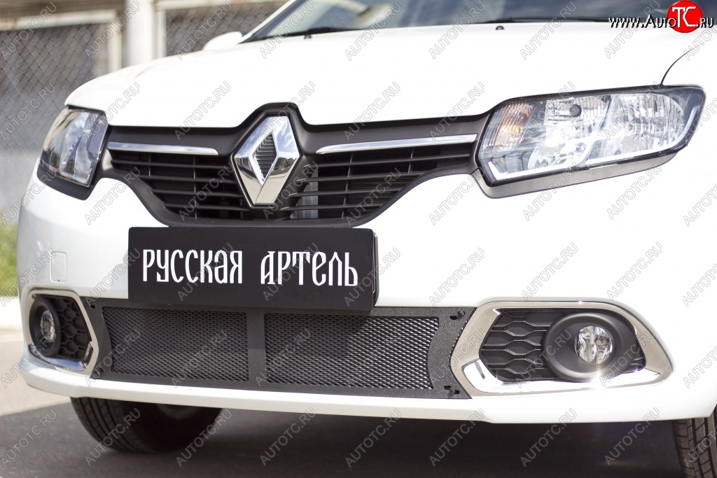 1 799 р. Защитная сетка решетки переднего бампера РА  Renault Sandero  (B8) (2014-2018) дорестайлинг  с доставкой в г. Тамбов