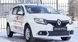 1 129 р. Зимняя заглушка решетки переднего бампера РА Renault Sandero (B8) дорестайлинг (2014-2018)  с доставкой в г. Тамбов. Увеличить фотографию 3