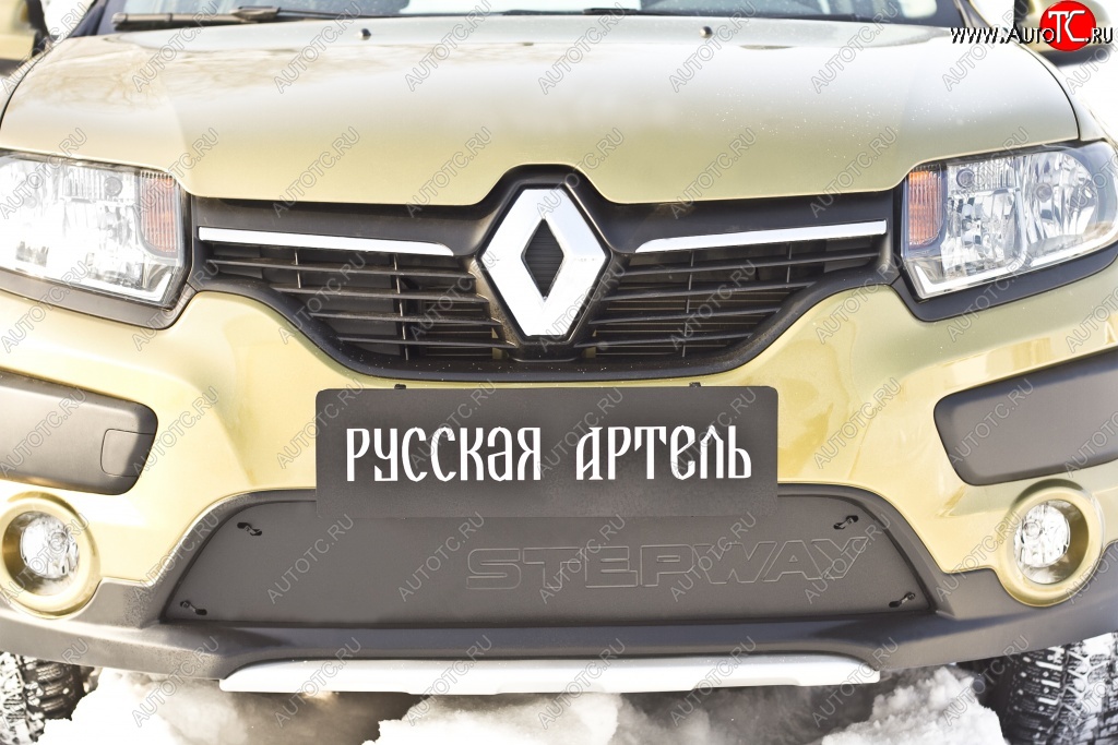 899 р. Зимняя заглушка решетки переднего бампера Stepway РА  Renault Sandero Stepway  (B8) (2014-2018) дорестайлинг  с доставкой в г. Тамбов