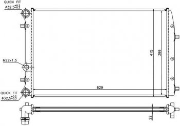 5 199 р. Радиатор двигателя SAT  Seat Ibiza 6L хэтчбэк 3 дв., Skoda Ibiza (6L хэтчбэк 3 дв.), Volkswagen Polo (9N1,  5)  с доставкой в г. Тамбов. Увеличить фотографию 1