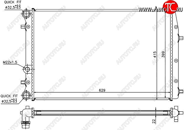 5 199 р. Радиатор двигателя SAT  Seat Ibiza 6L хэтчбэк 3 дв., Skoda Ibiza (6L хэтчбэк 3 дв.), Volkswagen Polo (9N1,  5)  с доставкой в г. Тамбов