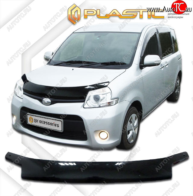 1 989 р. Дефлектор капота CA-Plastic  Toyota Sienta Dice (2011-2015) хэтчбек 5 дв. (Classic черный, без хром. молдинга)  с доставкой в г. Тамбов