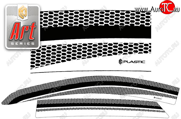 2 199 р. Ветровики дверей CA-Plastic Hyundai IX35 LM дорестайлинг (2009-2013) (Серия Art белая, без хром. молдинга, крепление скотч)  с доставкой в г. Тамбов