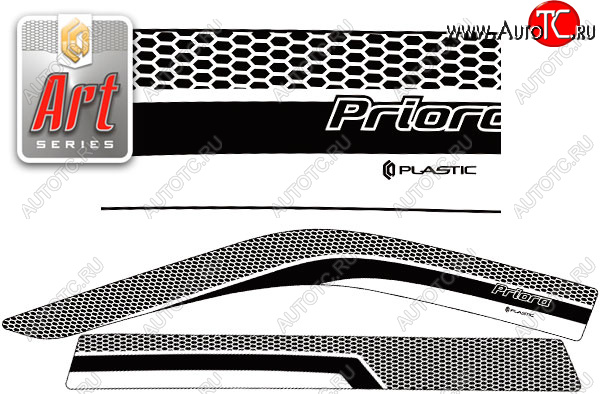 2 159 р. Ветровики дверей CA-Plsastic  Лада Приора  2171 (2013-2015) универсал рестайлинг (Серия Art черная, без хром. молдинга)  с доставкой в г. Тамбов
