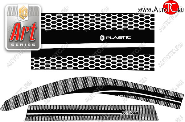 2 299 р. Ветровики дверей CA-Plastic  Nissan X-trail  2 T31 (2010-2015) рестайлинг (Серия Art черная, без хром. молдинга)  с доставкой в г. Тамбов