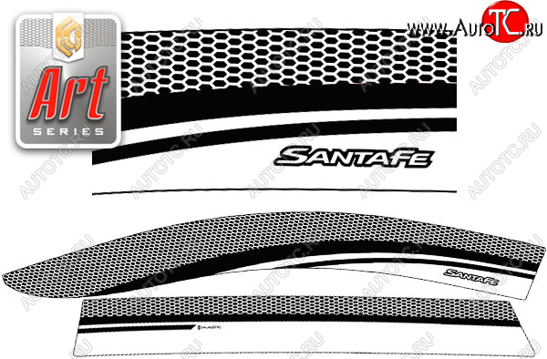 2 379 р. Ветровики дверей CA-Plastic  Hyundai Santa Fe  TM (2018-2022) дорестайлинг, рестайлинг (Серия Art черная, без хром. молдинга)  с доставкой в г. Тамбов