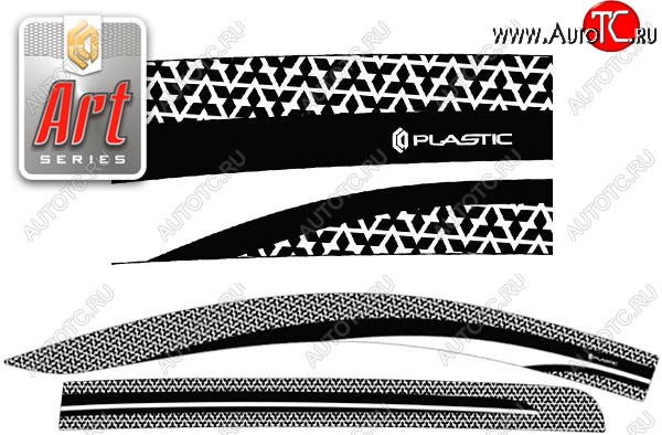 2 299 р. Ветровики дверей CA-Plastic  Mitsubishi Triton  KKKL (2015-2018) Double Cab дорестайлинг (Серия Art черная, без хром. молдинга)  с доставкой в г. Тамбов