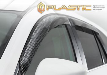 2 299 р. Ветровики дверей CA-Plastic  Mitsubishi Triton  KKKL (2015-2018) Double Cab дорестайлинг (Серия Art черная, без хром. молдинга)  с доставкой в г. Тамбов. Увеличить фотографию 2