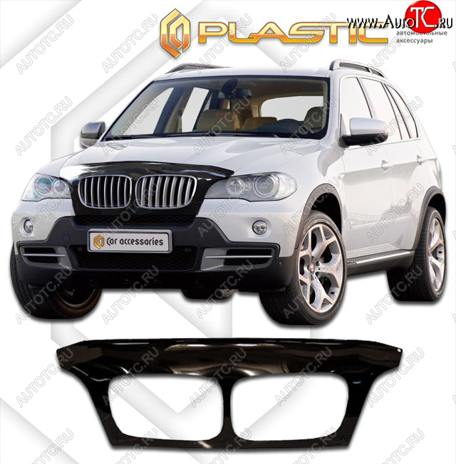 2 569 р. Дефлектор капота (exclusive) CA-Plastic BMW X5 E70 рестайлинг (2010-2013) (Classic чёрный, Без надписи)  с доставкой в г. Тамбов