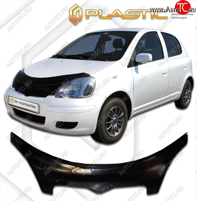 2 599 р. Дефлектор капота (exclusive) CA-Plastic  Toyota Yaris  XP10 (1999-2005) хэтчбэк 5 дв. (Classic чёрный, Без надписи)  с доставкой в г. Тамбов