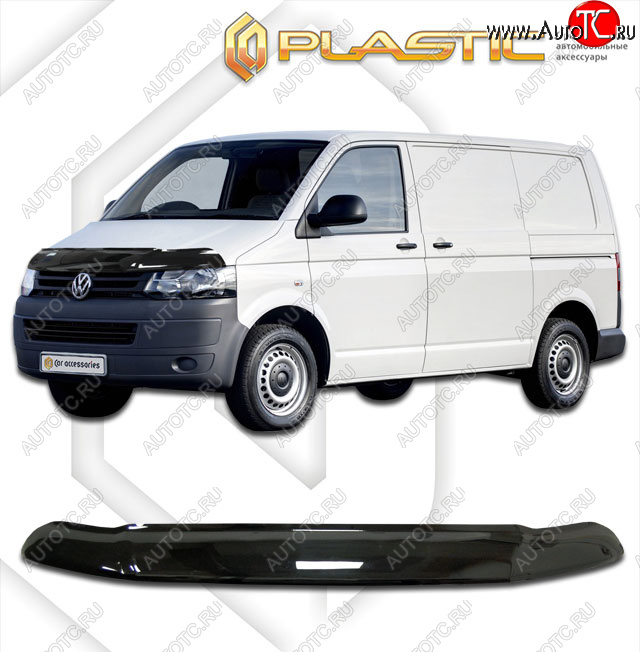 2 599 р. Дефлектор капота (exclusive) CA-Plastic  Volkswagen Multivan  T5 (2009-2015) рестайлинг (Classic чёрный, Без надписи)  с доставкой в г. Тамбов