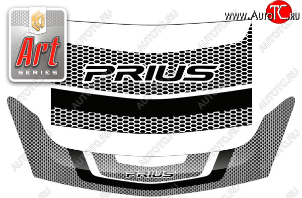 2 989 р. Дефлектор капота (exclusive)Серия Art графитToyotaPrius Правый руль2003-2011NHW20 Toyota Prius XW30 дорестайлинг (2009-2011) (Art графит)  с доставкой в г. Тамбов