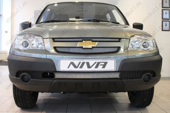 Защитная сетка в бампер (ячейка 3х7 мм, GLCGLS, 3 части) Alfeco Стандарт Chevrolet (Шевролет) Niva (Нива)  2123 (2009-2020), Лада (ваз) 2123 (Нива Шевроле) (niva) (2009-2020) ()