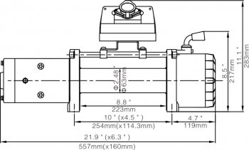 51 999 р. Лебёдка электрическая 12V 10000 lbs 4500 кг Runva   (Стальной трос)  с доставкой в г. Тамбов. Увеличить фотографию 2