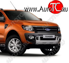 6 949 р. Защитная сетка в бампер (ячейка 4х10 мм.) Alfeco Премиум Ford Ranger RapCab дорестайлинг (2011-2016) (Чёрная)  с доставкой в г. Тамбов