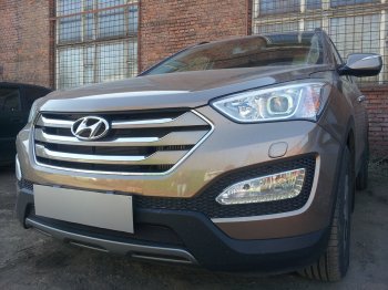 2 899 р.           Защита радиатора Hyundai Santa Fe 2012-2015 black Hyundai Santa Fe DM дорестайлинг (2012-2016) (черная)  с доставкой в г. Тамбов. Увеличить фотографию 1