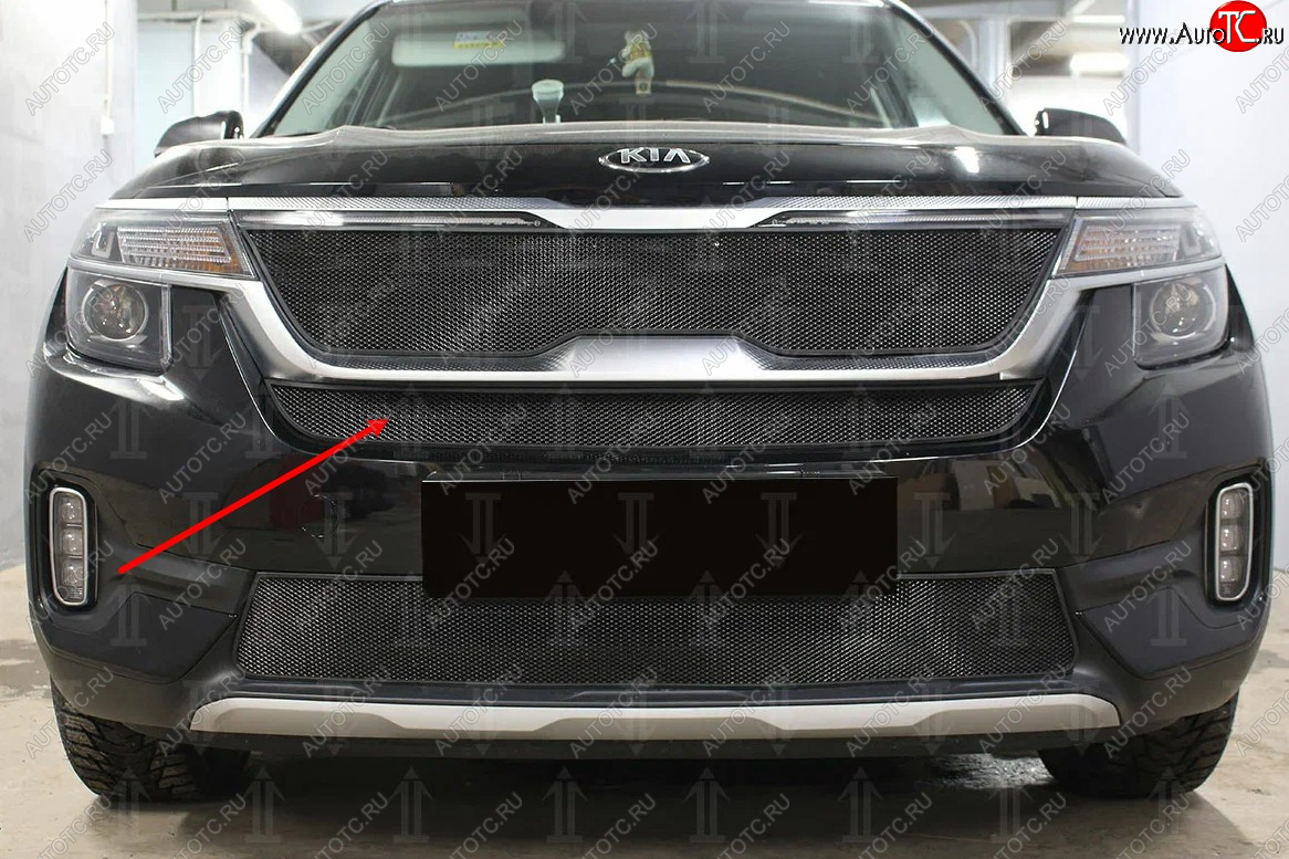 2 579 р.           Защита радиатора KIA Seltos 2019- black середина  KIA Seltos (2019-2024) (черная)  с доставкой в г. Тамбов