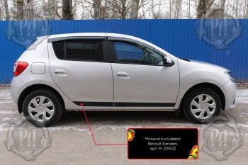 3 599 р. Комплект молдингов на двери (4 шт, узкие) Русская Артель Renault Sandero (B8) дорестайлинг (2014-2018) (Поверхность глянец, Неокрашенные)  с доставкой в г. Тамбов. Увеличить фотографию 1