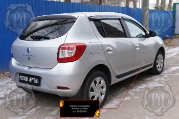 3 599 р. Комплект молдингов на двери (4 шт, узкие) Русская Артель Renault Sandero (B8) дорестайлинг (2014-2018) (Поверхность глянец, Неокрашенные)  с доставкой в г. Тамбов. Увеличить фотографию 2