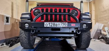 68 999 р. Бампер силовой передний РИФ  Jeep Wrangler  JL (2018-2025) (под доп. фары, с центральной защитной дугой)  с доставкой в г. Тамбов. Увеличить фотографию 2